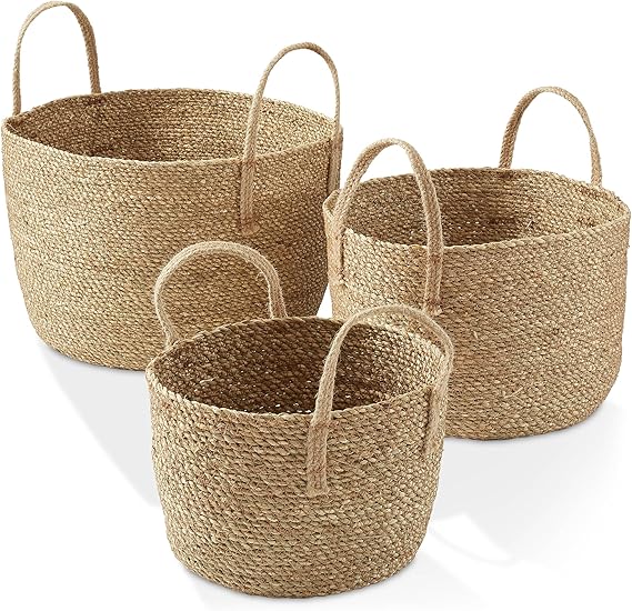 Bornno Rattan Grass Woven Storage Basket Set – Brown