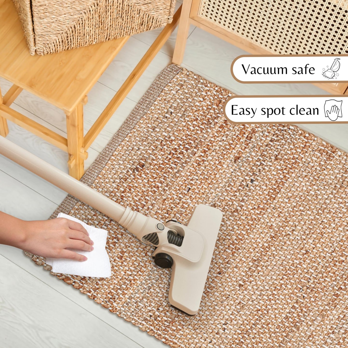 Bornno Herringbone Haven Jute-Weave Rug | 10x14 Indoor/Outdoor Elegance | Easy-Clean Natural Fiber Carpet