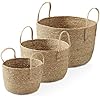 Bornno Rattan Grass Woven Storage Basket Set – Brown