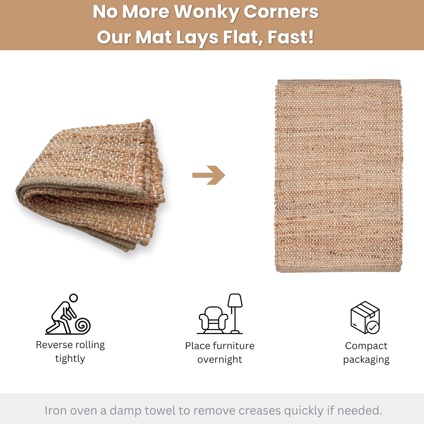 Bornno Heritage Braid Reversible Rug | 4x6 Hand Woven Jute Rug with Subtle Stripe | Eco-Friendly Vintage Charm for Any Room