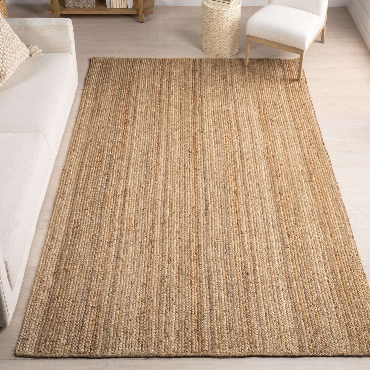 Bornno Heritage Braid Reversible Rug | 4x6 Hand Woven Jute Rug with Subtle Stripe | Eco-Friendly Vintage Charm for Any Room
