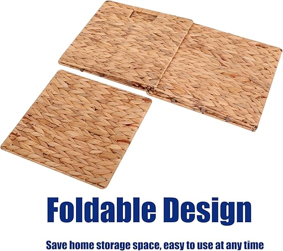 Bornno Eco-Weave Storage Cube Set | 4-Pack Foldable 11" Baskets | Natural Water Hyacinth Organizers for Home & Office