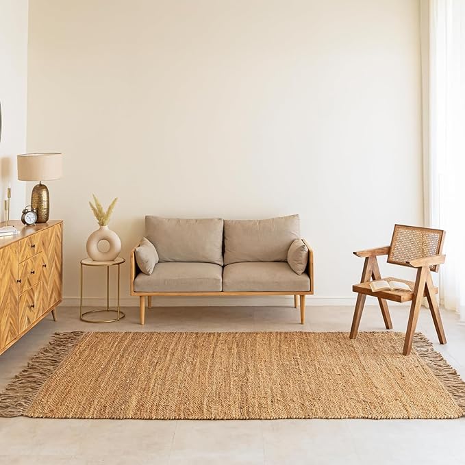 Bornno Modern Farmhouse Braid Rug | 8x10 Chunky Handmade Jute Rug | Textured Boho Chic Area Rug for Cozy Interiors