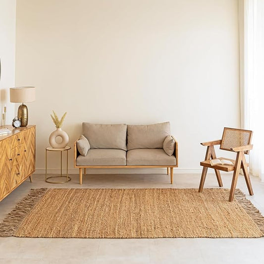 Bornno Modern Farmhouse Braid Rug | 8x10 Chunky Handmade Jute Rug | Textured Boho Chic Area Rug for Cozy Interiors