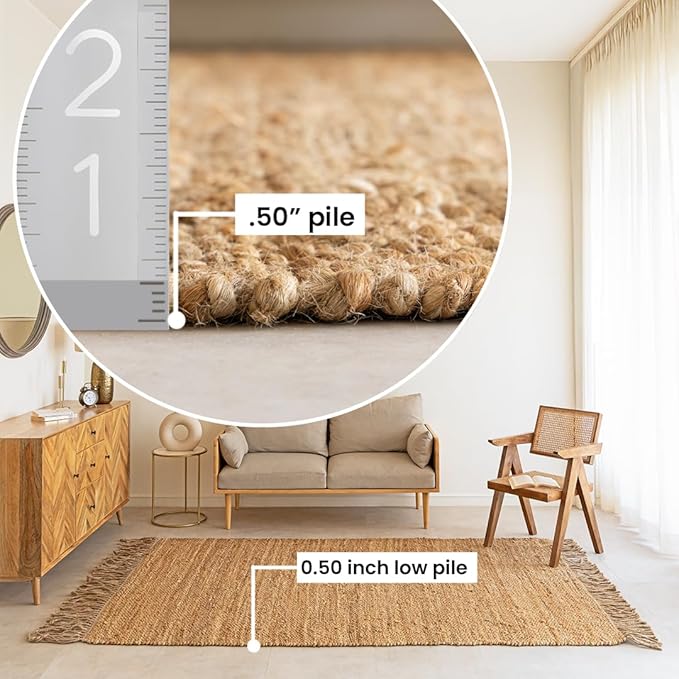 Bornno Modern Farmhouse Braid Rug | 8x10 Chunky Handmade Jute Rug | Textured Boho Chic Area Rug for Cozy Interiors