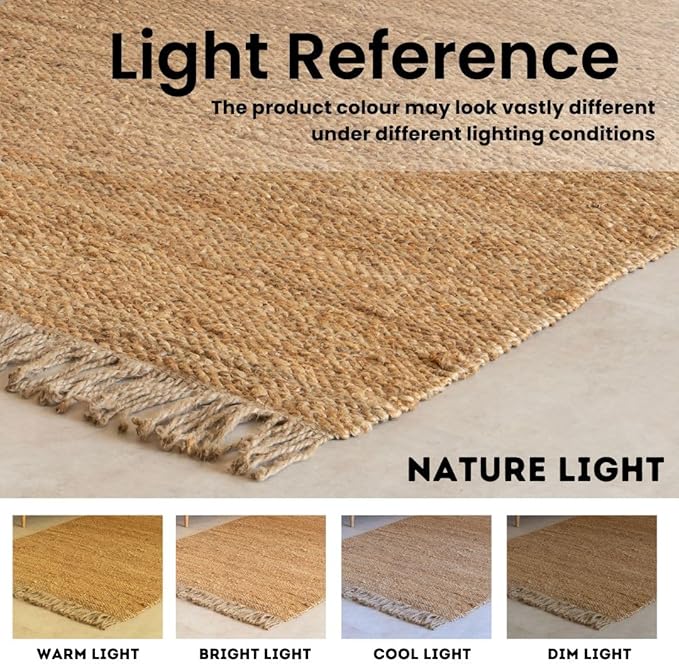 Bornno Modern Farmhouse Braid Rug | 8x10 Chunky Handmade Jute Rug | Textured Boho Chic Area Rug for Cozy Interiors