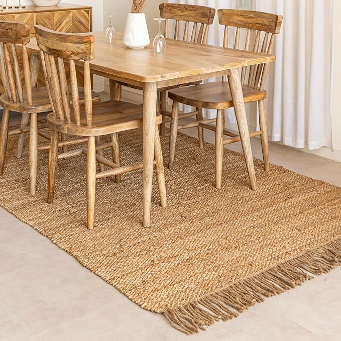 Bornno Modern Farmhouse Braid Rug | 8x10 Chunky Handmade Jute Rug | Textured Boho Chic Area Rug for Cozy Interiors